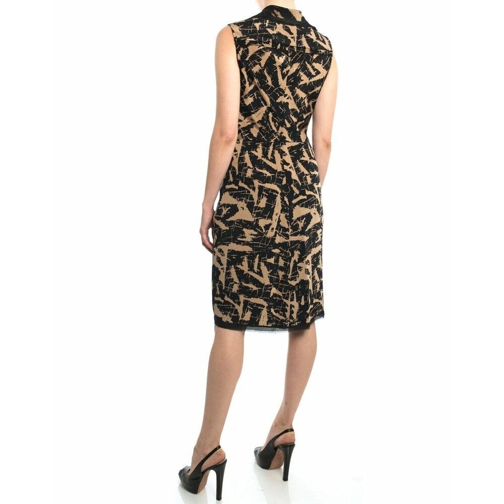 $2150 Oscar de la Renta Taupe and Black Silk Ruffle Dress Sz 6 brown black - Picture 3 of 16